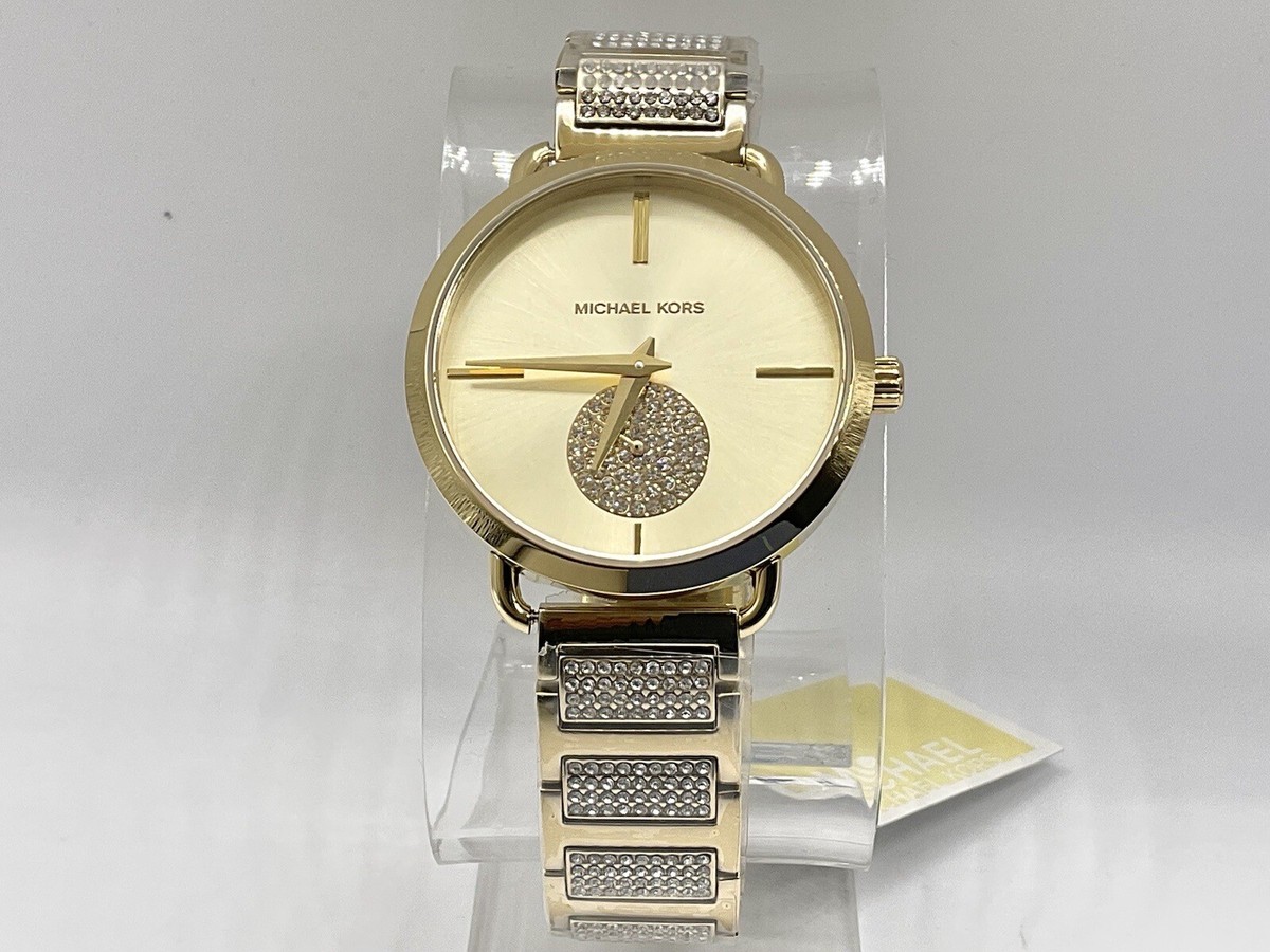 New Michael Kors Portia Pave Gold Dial Ladies Watch - MK3852 | eBay