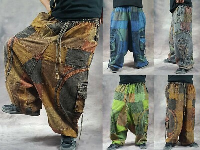 PATCHWORK STONEWASHED Ali Baba Harem Hose Psytrance Festival strapazierfähig