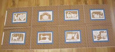 Cotton Fabric Brown  Country Sunshine Folk Sayings Fabric Cranston 8 Squares