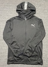 Puma Jacket Youth Black Full Zip Hooded Pockets Athleisure Stretch Size XL-18/20