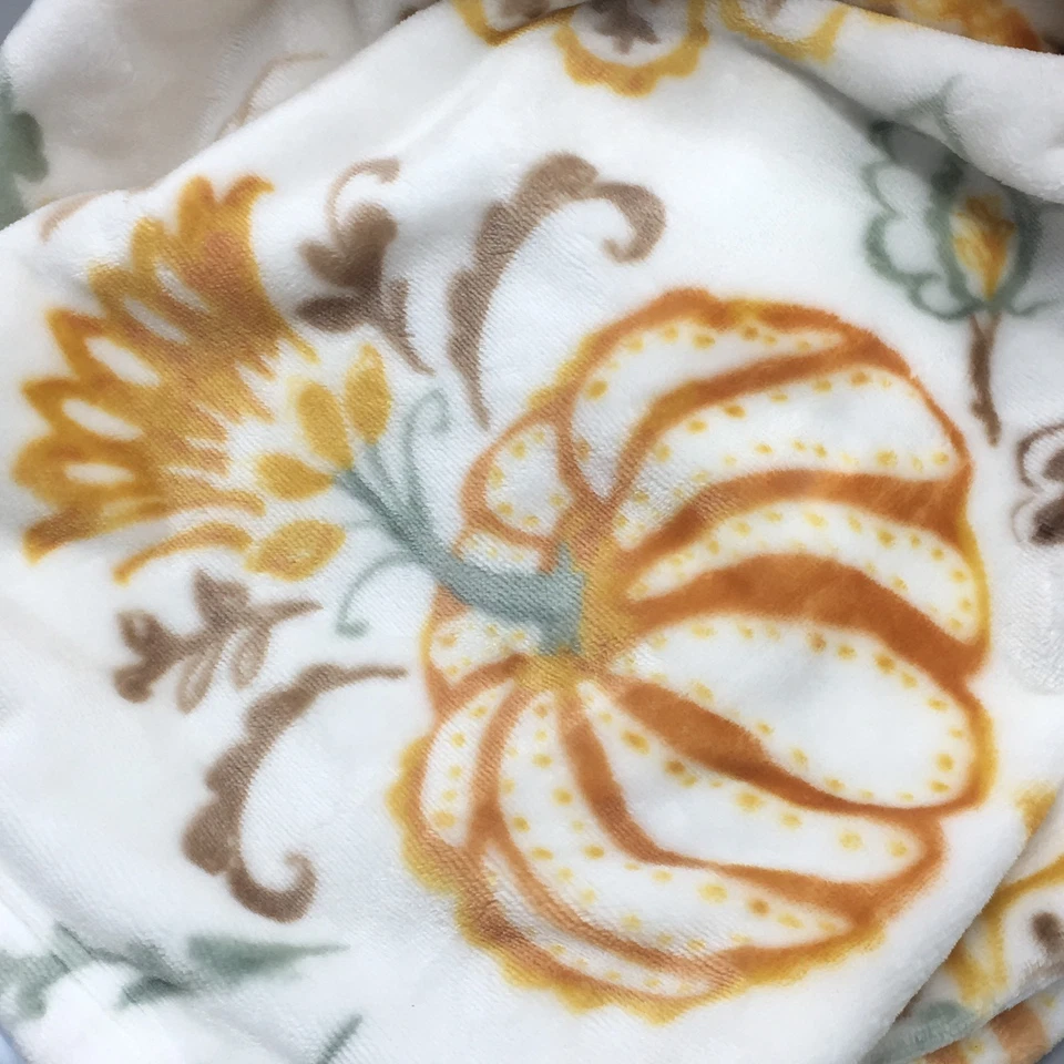Manta de calabaza jacobea suave polar naranja verde azulado marrón Acción de Gracias otoño Foto 4 de 4