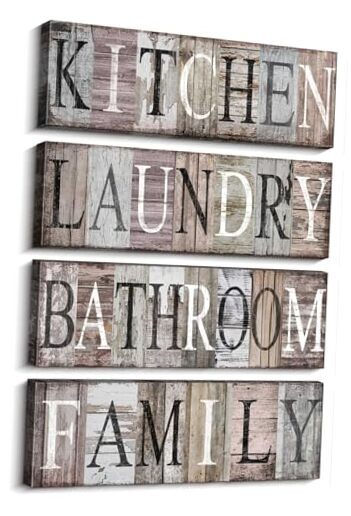 4 Pieces Kitchen Signs Wall Decor Family Sign Wall 17.00