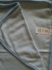 Carter's Light Blue White Stripe Baby Blanket Lovey Cotton Receiving 30" lovey