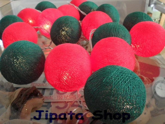 Hágalo usted mismo Bola de Hilo Rojo Verde Fiesta-Boda-Decoración Navidad 110V Cadena de Luz  Foto 3 de 4