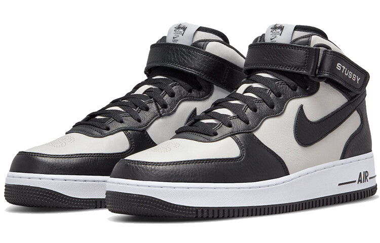 Stussy×NikeAirForce1MidBlackandLightBone Air Force 1 Mid x Stüssy 'Black and Light Bone' (DJ7840-002