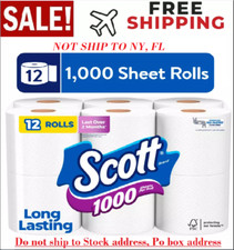 Scott 1000 Toilet Paper, 12 Rolls, 1,000 Sheets per Roll