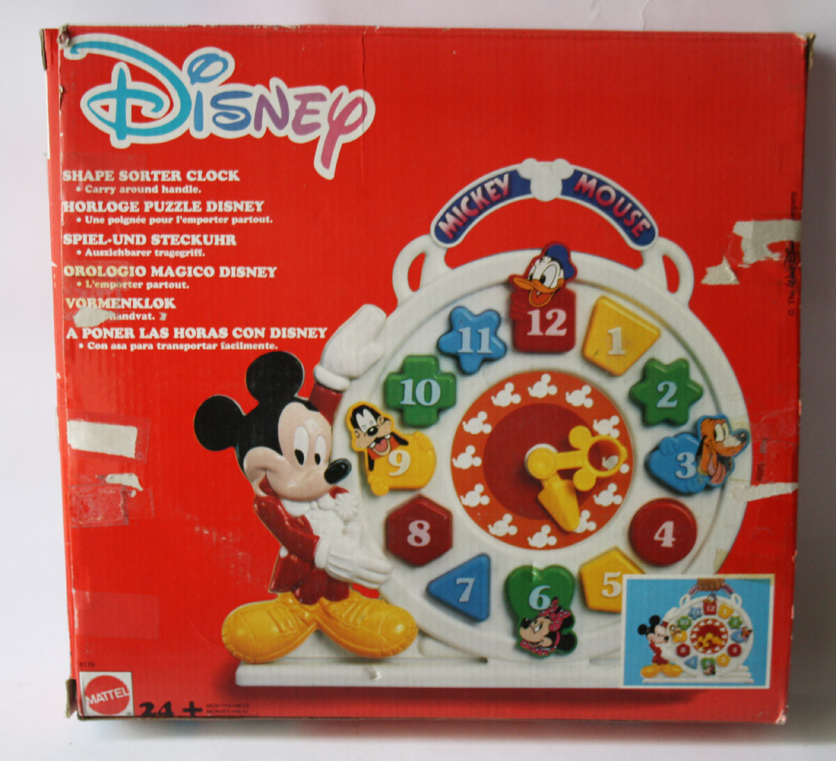 Rare Vintage 1990 Mickey Mouse Shape Shorter Clock Mattel New Nos