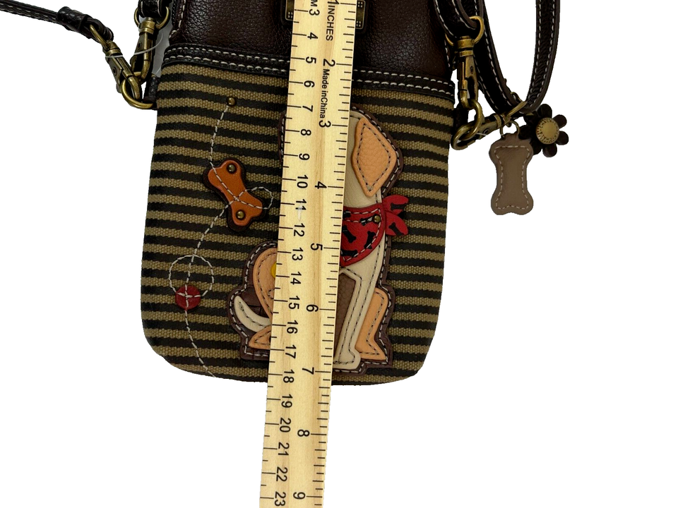 CHALA HANDBAGS Labrador Dog Crossbody Bag NWT Olive Stripe Cell Phone