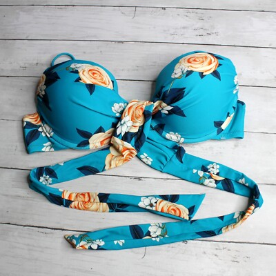 Cupshe Swim Women's Bikini Swimsuit Top Size XXL Push Up Boost Floral Underwire