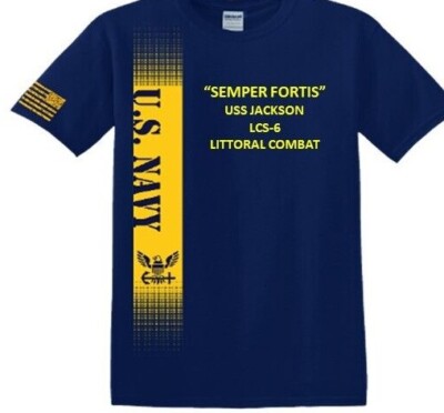 USS JACKSON LCS-6* LITTORAL *VINYL&SILK SCREEN* NAVY LICENSED SHIRT