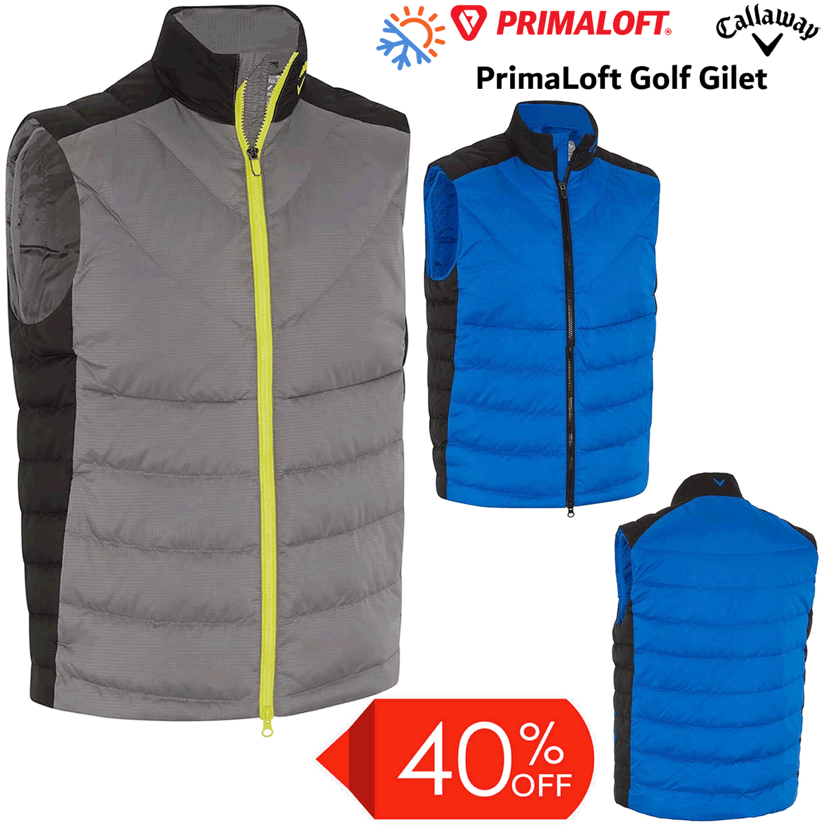 CALLAWAY GOLF GILET PRIMALOFT MENS GOLF JACKET PADDED VEST THERMAL GILET NEW