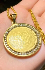 Seal King Solomon Second Pentacle of Mars Pendant Gold Pendant Solid Rope Chain