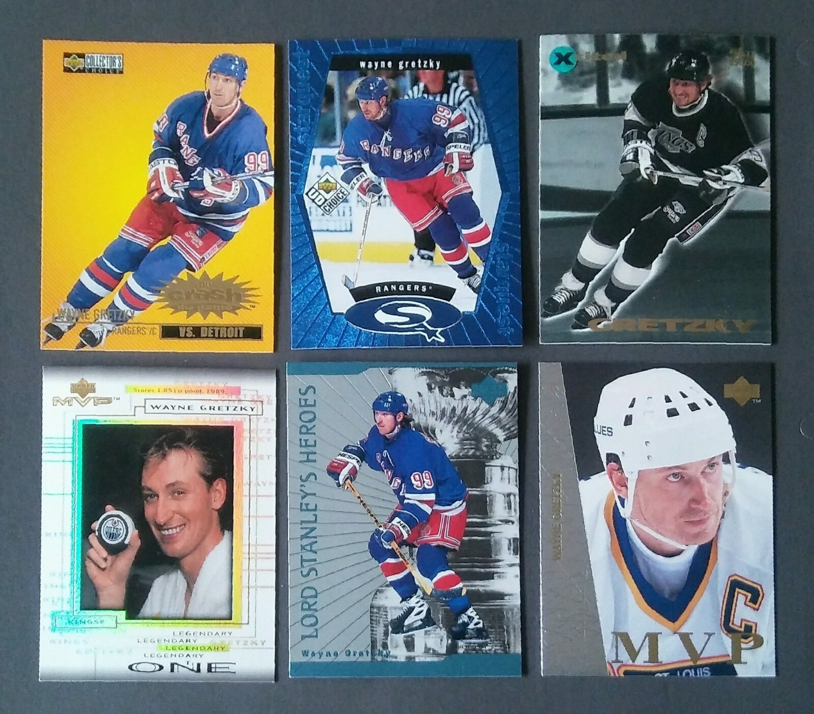 6 WAYNE GRETZJY UD & SKYBOX HOCKEY INSERTS 1995-2000 #5 #LO6 #LS1 #UD1 #C1 #SQ1