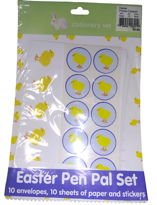 TARGET 2000 Easter Promo Cartwell Easter Pen Pal Yellow Chick Stationery set Y2K