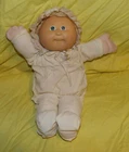🌈 Vintage 1982 Cabbage Patch Kid Baby Blue Eyes Blonde Topknot Tuft Hair Doll