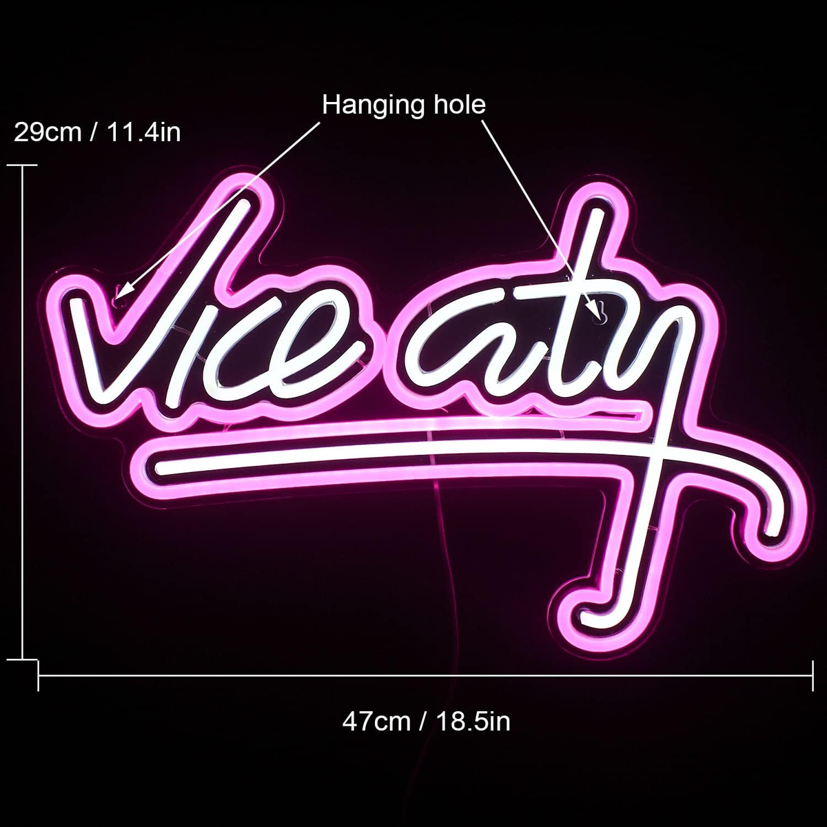 Vice City Neon Sign Pink Led Sign for Bedroom Wall Decor USB