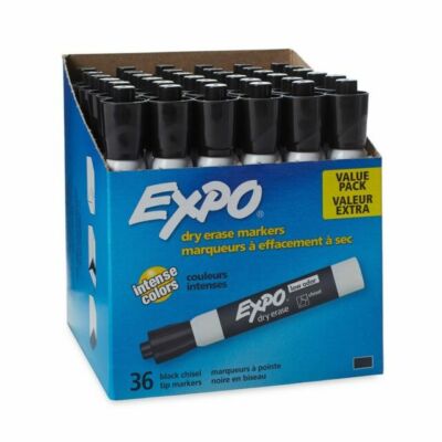 OB-Expo 36-Count Black Chisel Tip Low Odor Dry Erase Markers