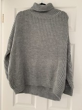 Pretty Little Thing PLT Grey Knit Roll Neck Long Jumper Size 10 BNW/T