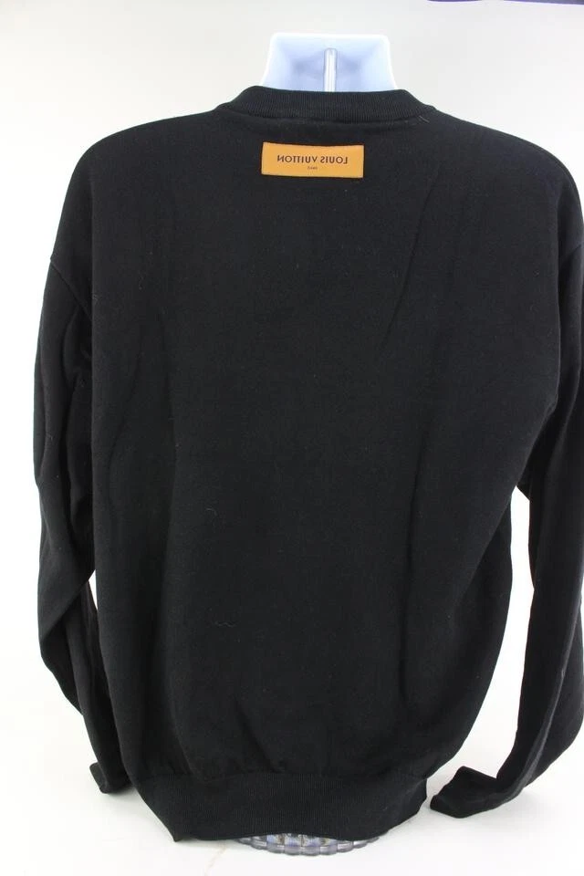 Louis Vuitton Men's Large Virgil Abloh Black Upsidedown Label Sweater  23lv617s