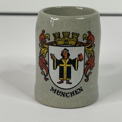 Vintage Miniatur Bierstein Becher West Germany 2x2" Schuss handbemalt Keramik - Bild 2 von 12