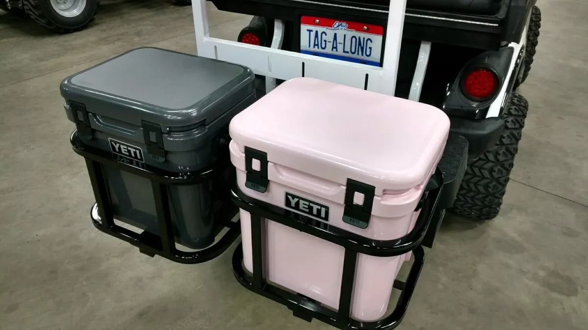 Golf cart His Hers Yeti 24 cooler Hitch carrier fits Club Car Yamaha EZ GO
