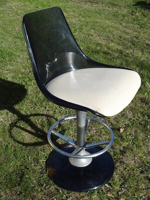Chromcraft Smoke Lucite & Chrome Saarinen Eames Style Mod Swivel Dining Chair