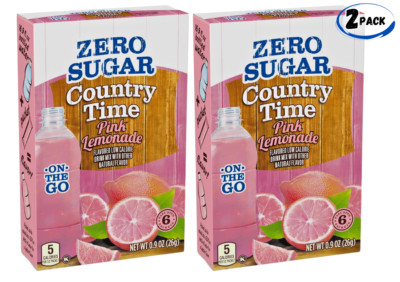 Country Time PINK Lemonade On-the-Go Zero Sugar Drink Mix (2 BOXES - 12 PACKETS)