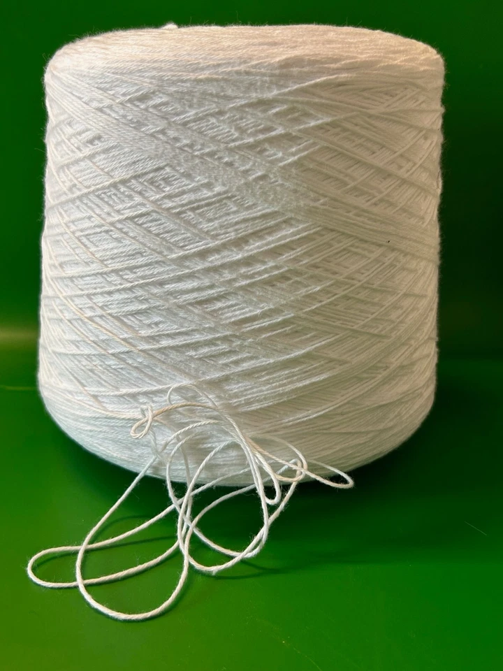Beautiful Cone Spool #2 Peruvian Tanguis Cotton Yarn 2lb 0oz 920gr 2266 White C - Image 2 of 4