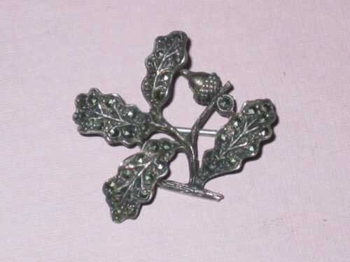 Hand Crafted Oak Leaf And Acorn Marcasite Sterlin… - image 1