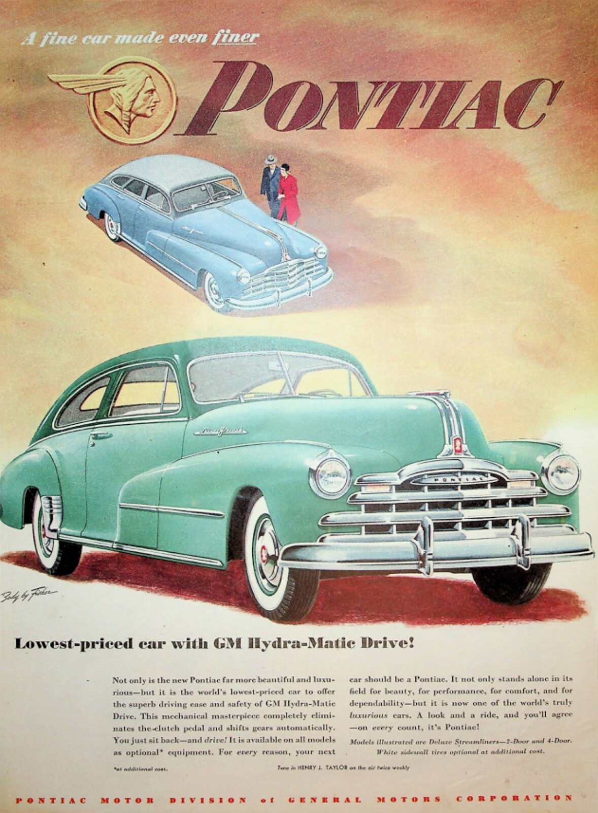 Original Pontiac 1949 "with GM Hydra-matic Drive" Paper Ad