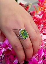 Green peridot 925 Sterling Silver Band Statement Ring Handmade Ring All Size