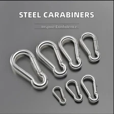 2.36 inch Stainless Steel Carabiner Clip Snap Hook Spring Karabiner ships free!