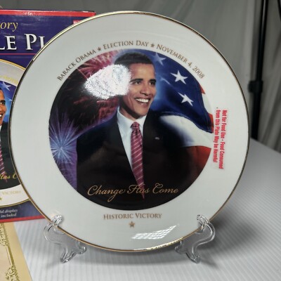 記念グッズ Historic Victory Collectable Plate obama NEW President Barack Obama Historic Victory Collectible Plate with