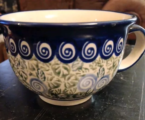 Boleslawiec Wiza VTG Blue Design Coffee Cup Decor 1073