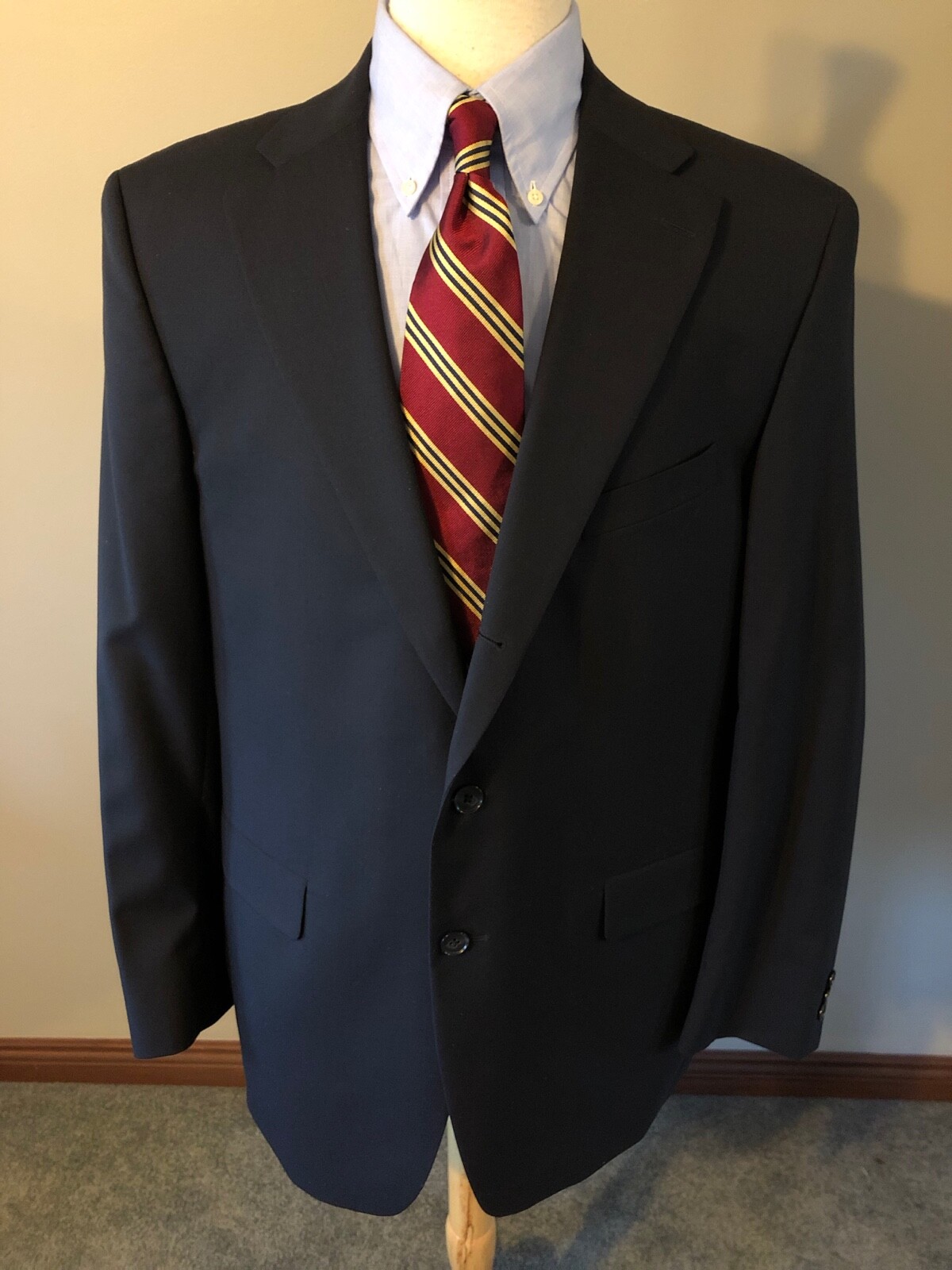 NWT Mens O'Connell's Navy Worsted Wool 3/2 Roll Suit43L (37W) Made in Canada eBay