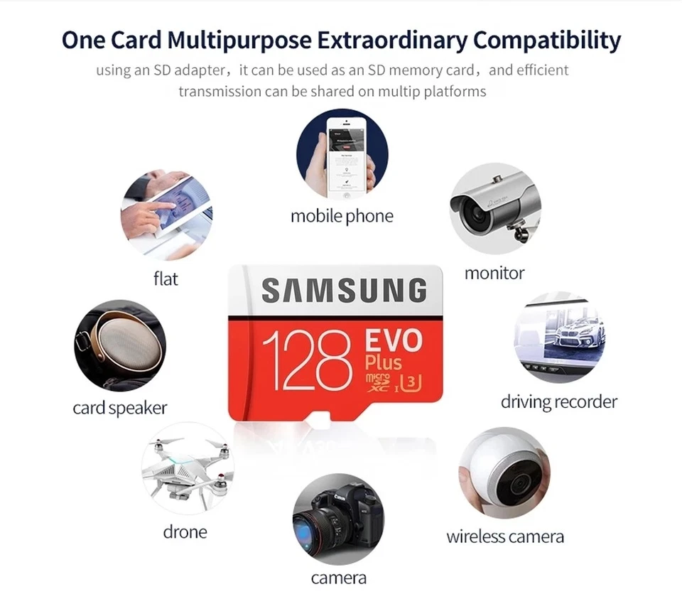 Samsung EVO Plus 4K U3 32GB-512GB MicroSDXC Flash Memory Card With Adapter a Lot - Image 3 of 4