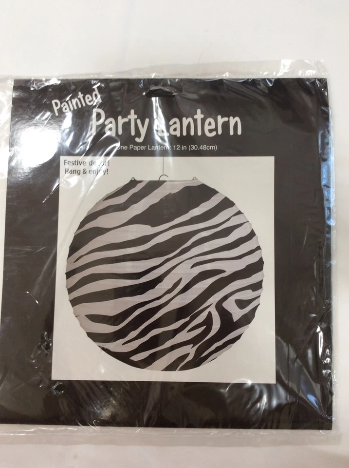 Animal Print Zebra Party Supplies Decorations-12" Painted Party Lantern - Image 2 of 2