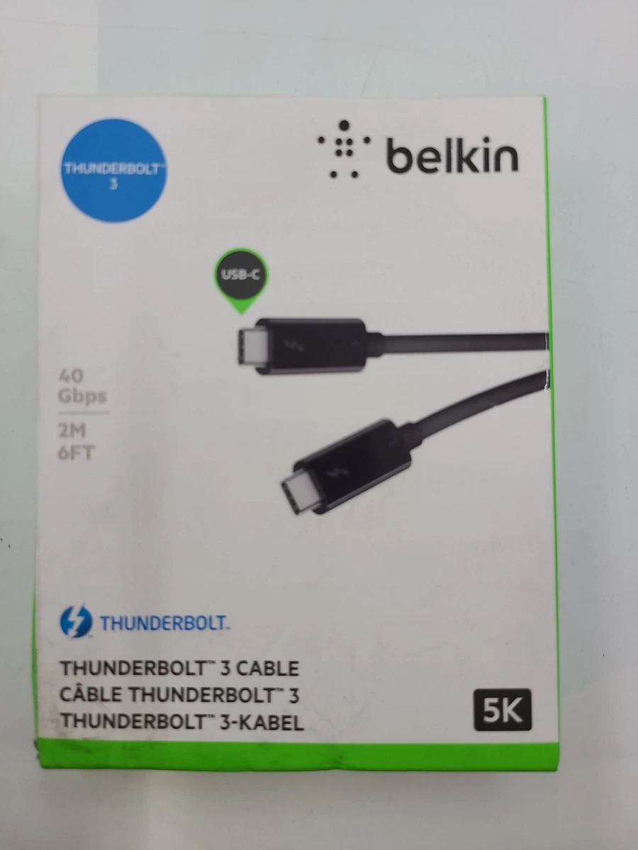 Belkin F2CD085BT2M-BLK Thunderbolt 3 Cable [usb-c To Usb-c] [100w]  [6.5ft/2m]new