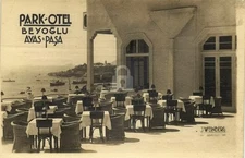 Turkey Constantinople Park Otel Beyoglu'nun Ayaspasa 1930s RPPC Postcard COPY