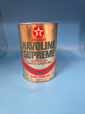 Vintage Texaco Havoline Supreme Motor Oil SAE 10W-40 Empty Cardboard Can