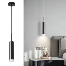 Lighting LED Black Mini Pendant Light Modern Cylinder Pendant Lighting Small ...