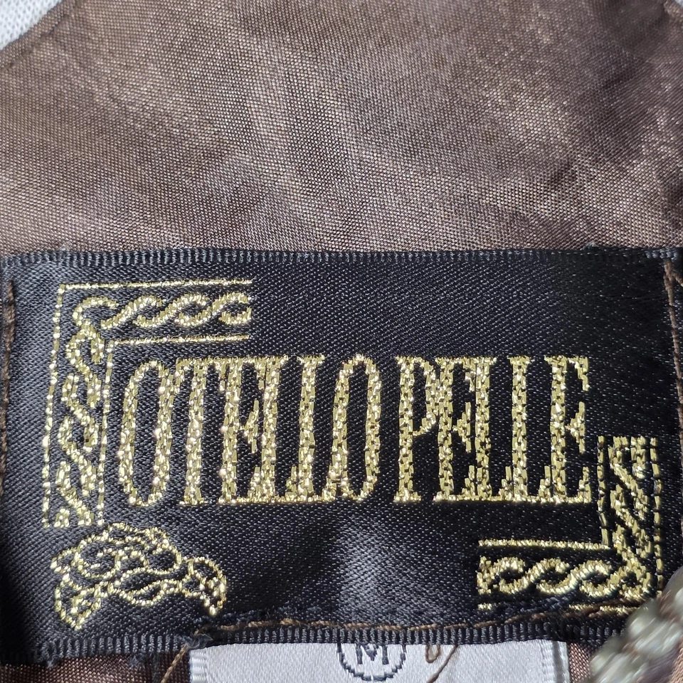 Chaqueta De Colección Otello Pelle Para Mujer Mediana Marrón Nylon Cremallera Retazos Abstracto Años 90 Foto 4 de 4