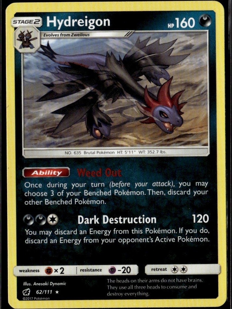 Hydreigon Rare SM - Crimson Invasion 62/111 Darkness Pokemon Card