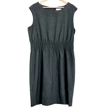 NWT CALVIN KLEIN Sheath Dress Size 14 Pintuck Waist Sleeveless CHARCOAL GRAY