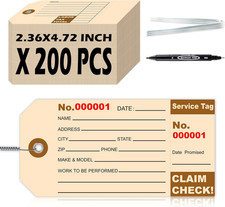 200 Pcs Repair Tags with Hole and Wire Maintenance Service Tags 2.36 X 4.72 Inch