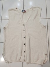 Made In USA Wm's Button Up Sweater Vest*100% Cotton*Decorative Metal Buttons*GUC