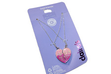 Claire's Jewelry Necklace silver tone heart best friends set of two new