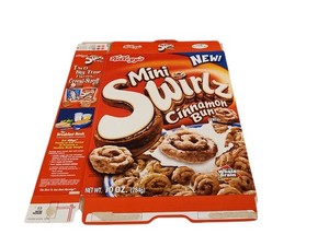Kelloggs 2004 MINI SWIRLZ Cinnamon Bun  Cereal Box 