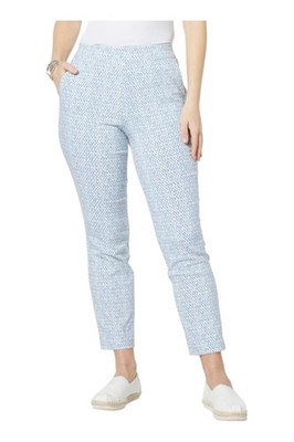 WynneCollection Women's Flatter Fit Ankle Pant Blue Gray Combo