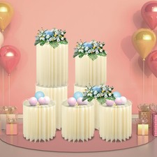 7pcs Foldable Paper Cake Display Stand Cylinder Flowers Stand Decorative Column